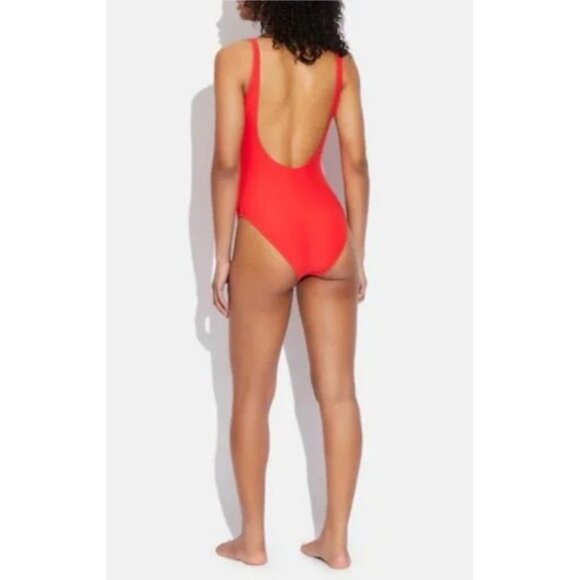 Coach Women’s One Piece Swimsuit Bathing Suit Authentic Signature Red Sz XS NEW - Picture 2 of 14